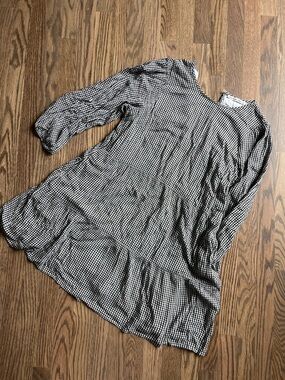 Abercrombie & Fitch Black and White Gingham Long-Sleeve Dress